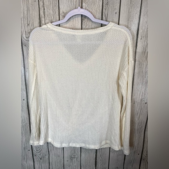 Akemi‎ + Kin Anthropologie Waffle Knit Long Sleeve Front Knot Top Ivory Size XS. - Picture 6 of 6